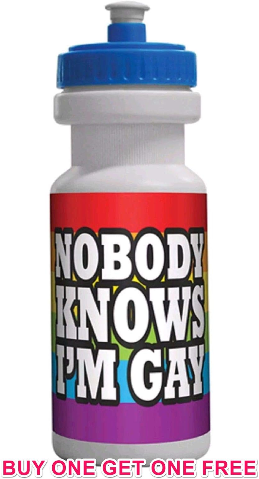 Fun ProductsNOBODY KNOWS I'M GAY' DRINKING BOTTLE 20cm x 7cm, IDEAL CYCLING,RUNNING JOGGING,FOOTBALL TRAINING ETC