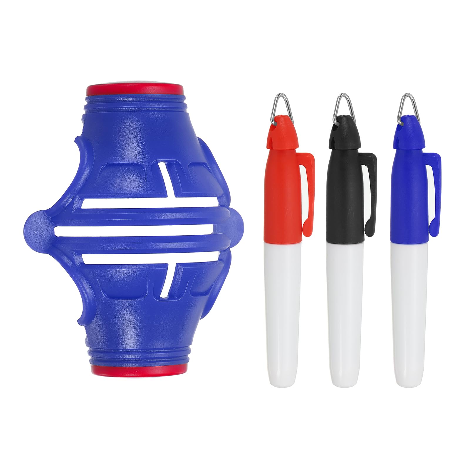 PATIKIL Golf Ball Marker Stencil 360 Degree Triple Track Golf Ball Alignment Marking Tool Line Drawing Marker with Marker Pens for Men Women, Blue/Red