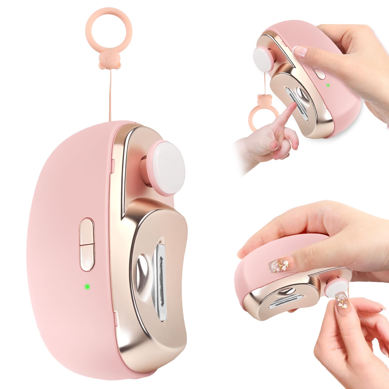 Photo 1 of 3-in-1 Electric Nail Clippers, Upgrade Electric Nail Clippers for Kids or Adults, Electric Polishing Nail Clipper with Collector, Excellent Electric Nail Trimmer Gift for Your Loves (Cute-Pink)
