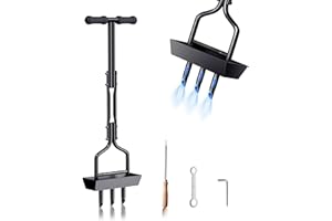 aneeway Aerator Lawn Tool Manual Lawn Aerator, Lawn Aerator Tool with Core Soil Collecting Tray, Humanized Plug Aerator with Cleaning/Gardening Tool for Yard Lawn Aeration