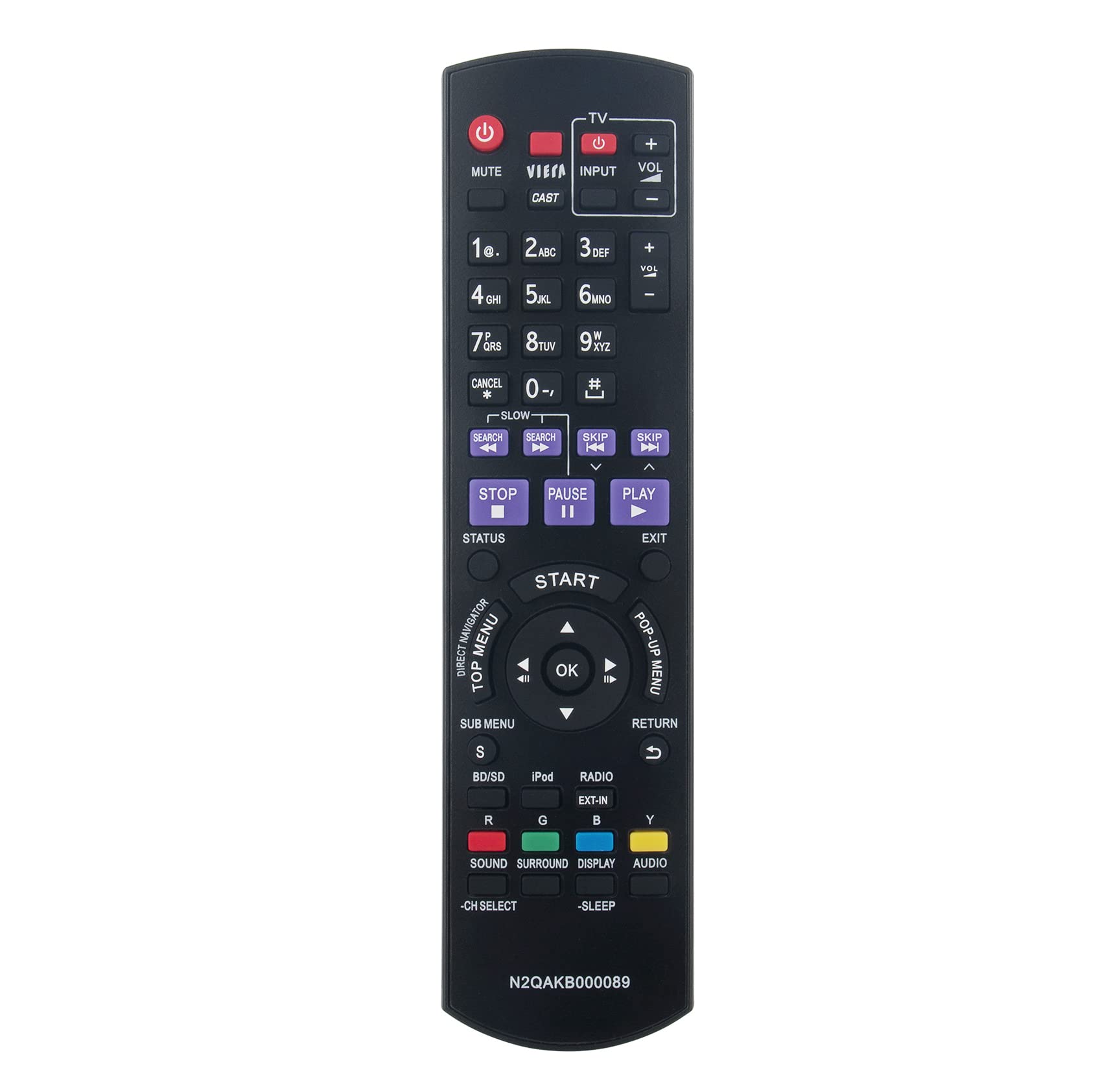 AULCMEET N2QAKB000089 sub N2QAKB000092 Replace Remote Control fit for Panasonic DVD 1000w HDMI Home Theater Receiver SB-HF230 SB-HC730 SA-BT235 SA-BTT750 SA-BTT350 SB-HF730 SB-HC480 SB-HW330 SC-BT750
