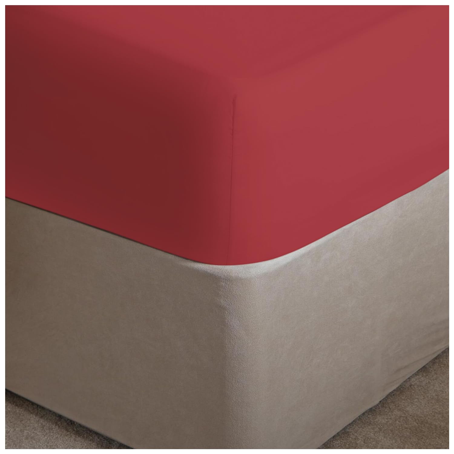 GC GAVENO CAVAILIA Easy Care Percale Extra Deep Fitted, Luxury Soft & Cosy Non Iron Thick Polycotton Bed Sheets, Red, Super King