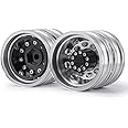 RCLIONS 2pcs Aluminum Alloy Trailer Rear Rims Hub 12mm Hex Beadlock Wheels for Tamiya 1/14 Tractor Truck Car