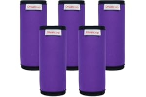 DIVALCUP Neoprene Luggage Handle Wrap, 5 Pack Trolley Case Grip Suitcase Identifier Protective Cover, Deep Purple