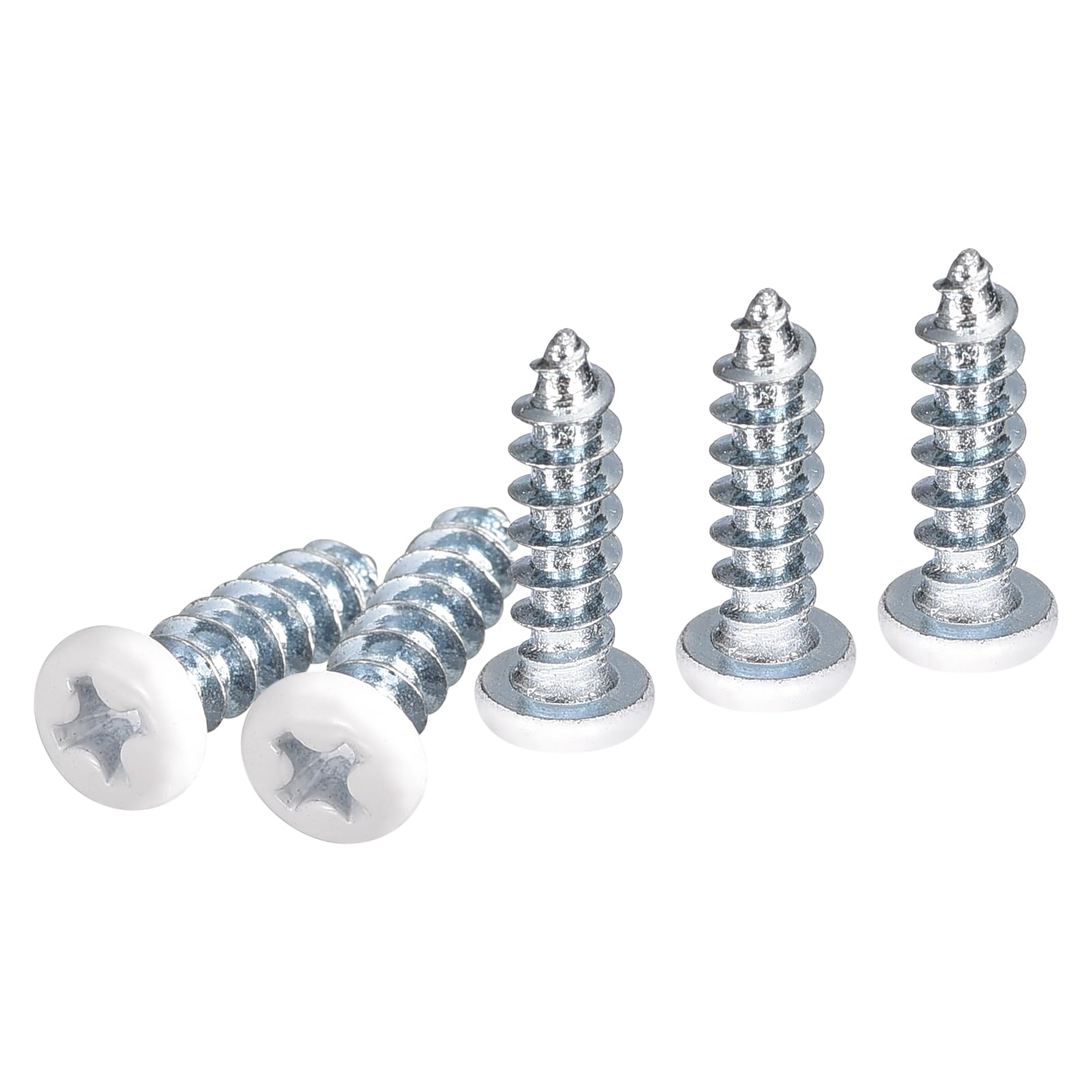 DTGN ST4x14mm White Screws 50Pack - Zinc Plated Carbon Steel Pan Head Phillips Sheet Metal Screw Self-tapping Screw Wood Screws
