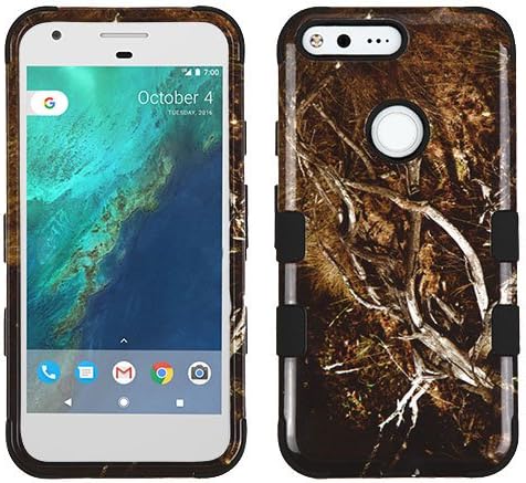Google Pixel Case (2016), Rock Me Wireless (TM) 2 items Bundle - 24K Gold Plating Sticker and [Military-Grade Certified] Triple Layers Hybrid Protective Case Cover. (Yellow / Black Vine)