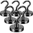 FINDMAG 6 Pack 80LBS Heavy Duty Magnetic Hooks Neodymium Magnet Hook for Hanging, Strong Magnetic Hooks Magnet with Hooks for Refrigerator, Grill, Kitchen, Key Holder