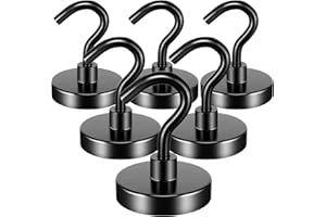FINDMAG 6 Pack 80LBS Heavy Duty Magnetic Hooks Neodymium Magnet Hook for Hanging, Strong Magnetic Hooks Magnet with Hooks for Refrigerator, Grill, Kitchen, Key Holder