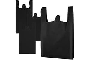 JASINCESS Plastic Bags with Handles 200 Count Black T Shirt Bags Retail Plastic Bags Shopping Carrier Merchandise Bags for Su
