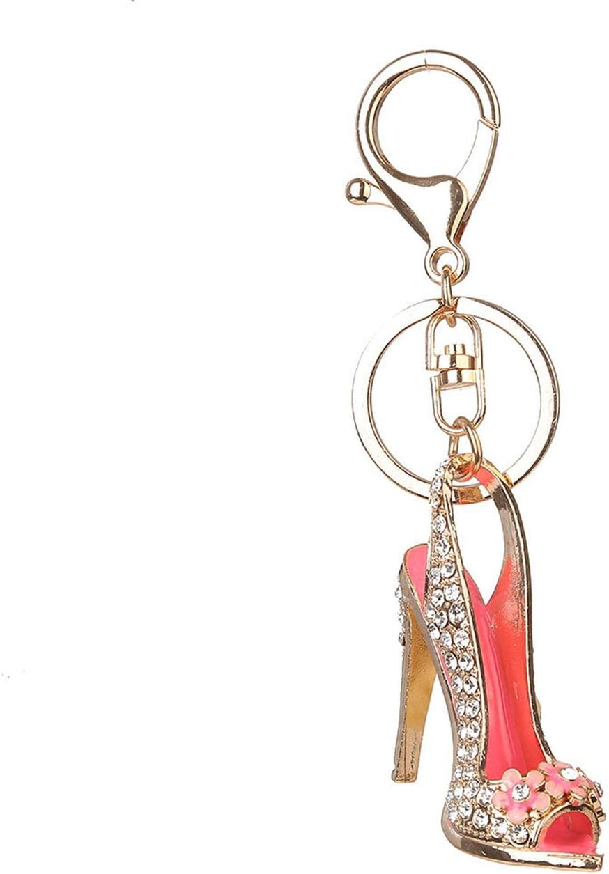 Liobaba Fashion Rhinestone HighHeeled Shoe Keychain Ring