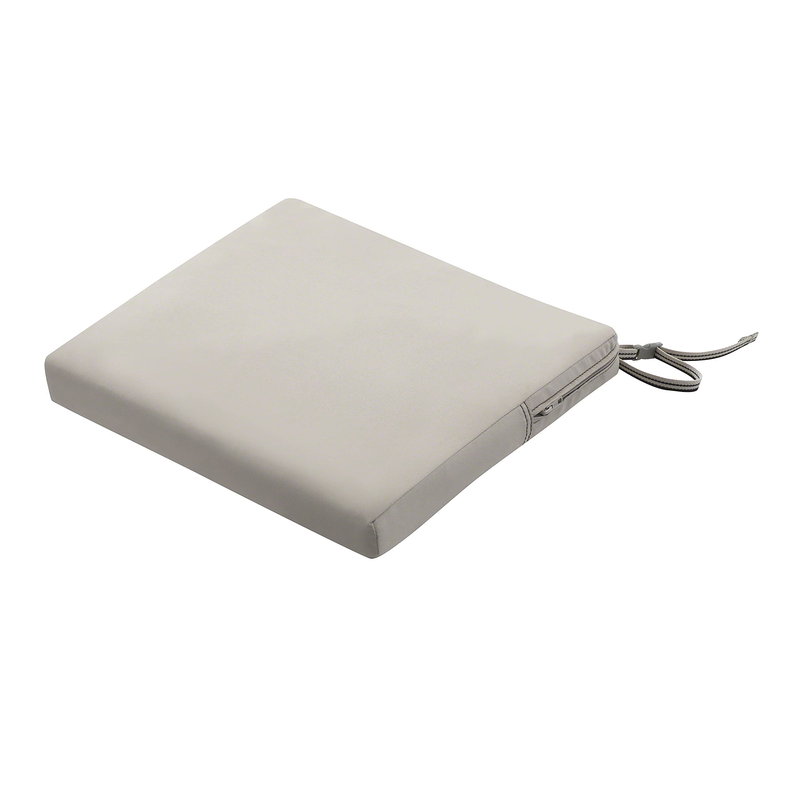 Classic Accessories Ravenna Water-Resistant 17 x 15 x 2 Inch Patio Seat Cushion, Mushroom