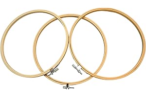 ATTERET Embroidery Hoops 3 Pack Set: Premium Bamboo Wood Rings with Metal Tension Screw Brackets for DIY Cross Stitching, Sewing, Embroidered Craft Projects, Sizes 5, 7, 8, 9, & 10 Inch Diameter, (8")