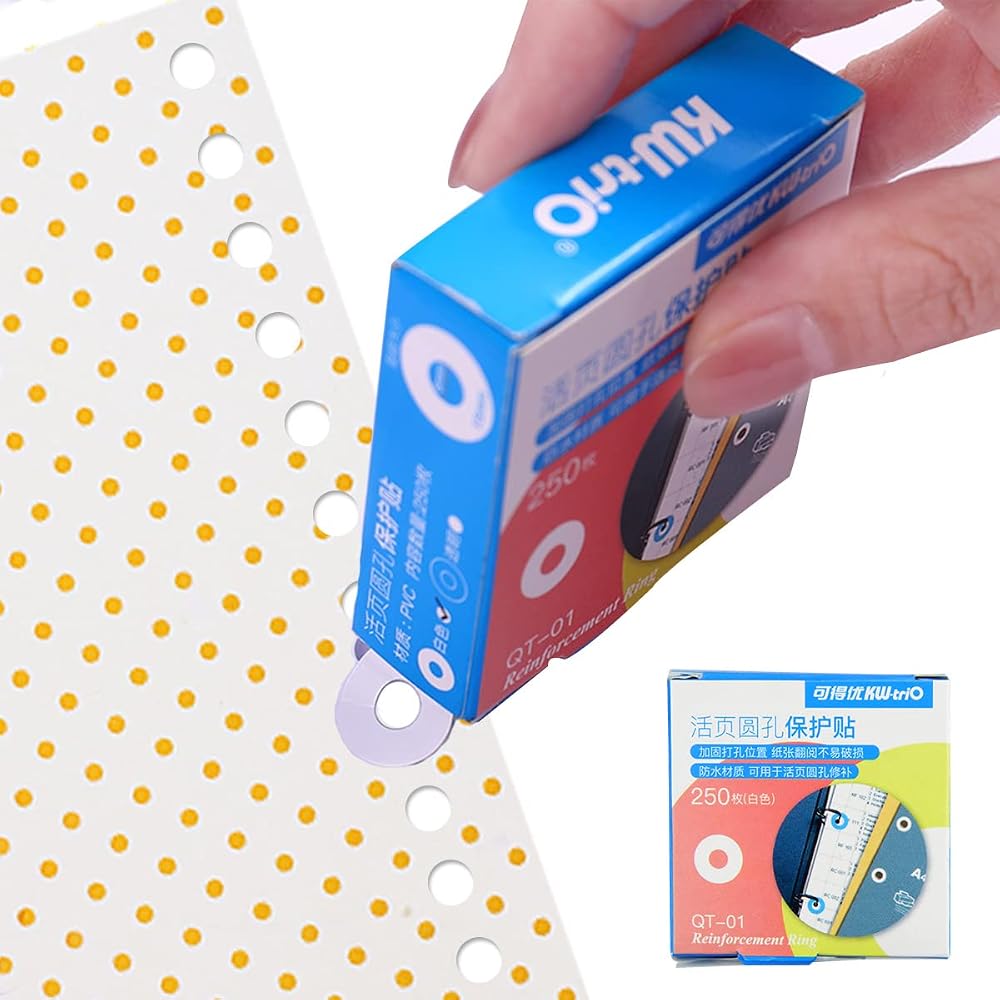 Leikedun Loose-Leaf Hole Reinforcement Labels 250 Pack 6mm 15mm White