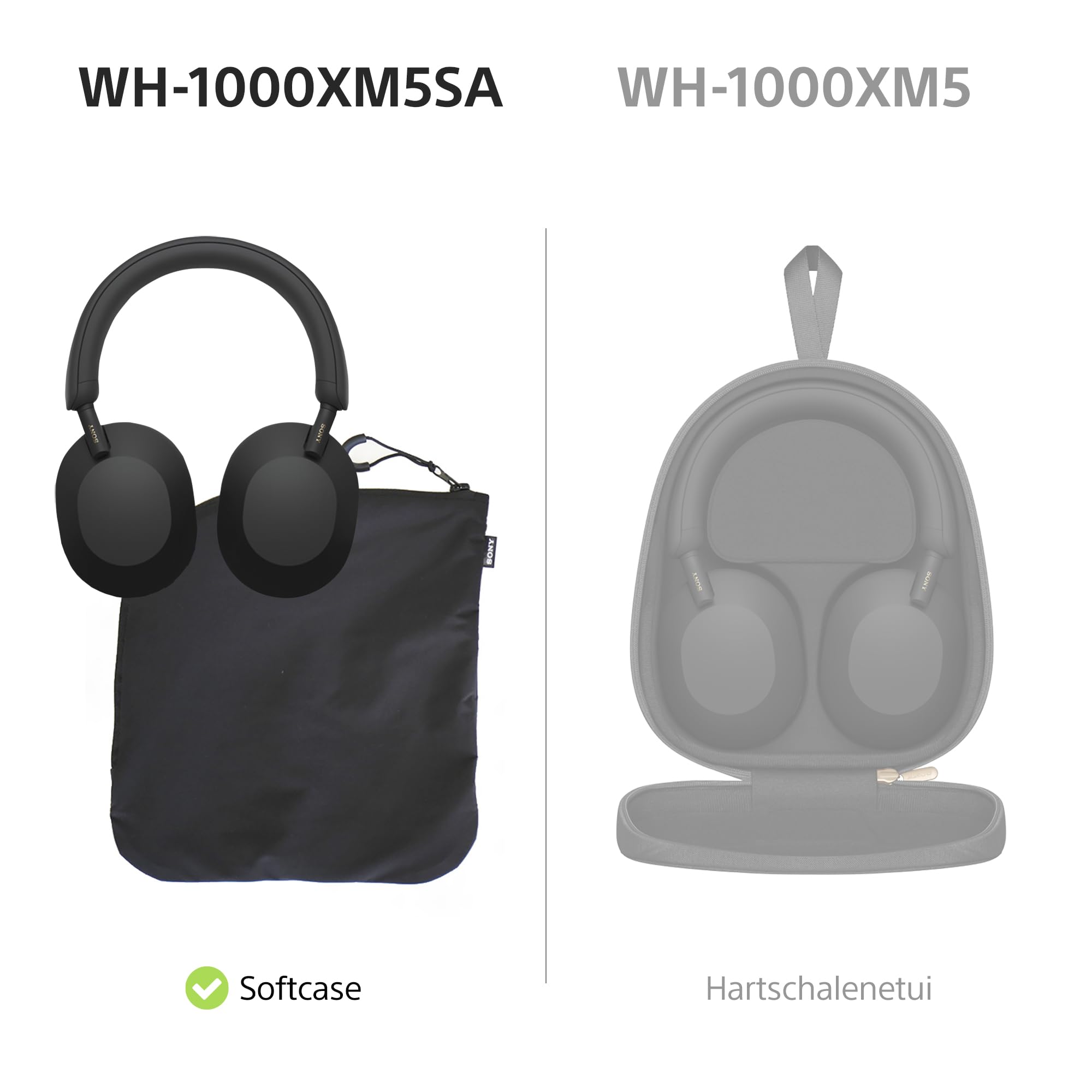 WH-1000XM5 SA inkl. Leichter Schutzhülle, Kabelloser Premium-Kopfhörer mit Noise Cancelling, Bluetooth, kristallklare Anrufqualität, Hi-Res-Audio, bis zu 30 Std Akkulaufzeit, iOS & Android - Schwarz 4