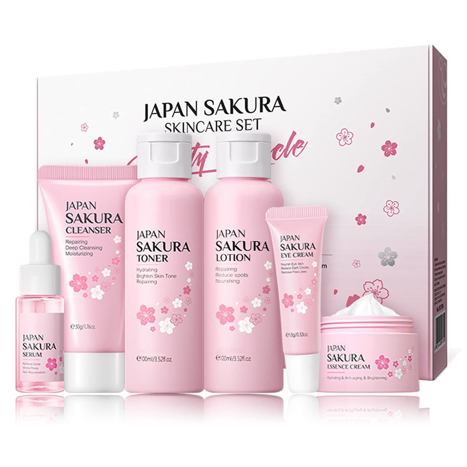 Japan Sakura Skin Care Sets & Kits, 6Pcs Cherry Blossom Face Care Set for Women & Teenage Girls, Complete Japanese Skincare Routine Gift Box - Hydrating & Anti-Aging Beauty Pamper Gifts (Sakura-6PCS) — image 1