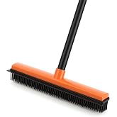 CLEANHOME Rubber Broom for Pet Hair on Carpet & Hardwood | With squeegee, removes pet hair from carpets & stairs, rubber bris