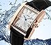 MaDong Women's Luxury Square Rose Gold Case Quartz Waterproof Leather Watch MDWH4