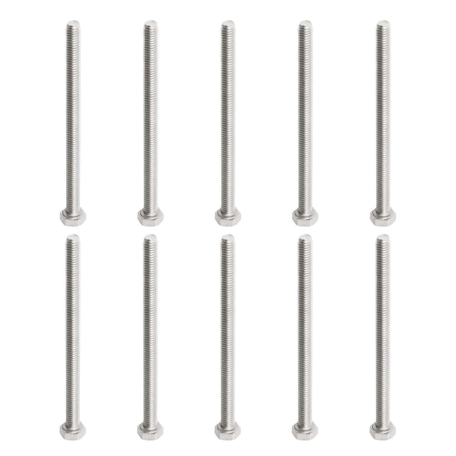 Aopin M6 x 90mm Hex Head Bolts Screws Grade 5.8 Stainless Steel, Fasteners Fully Machine Threaded SUS304 8 Pcs