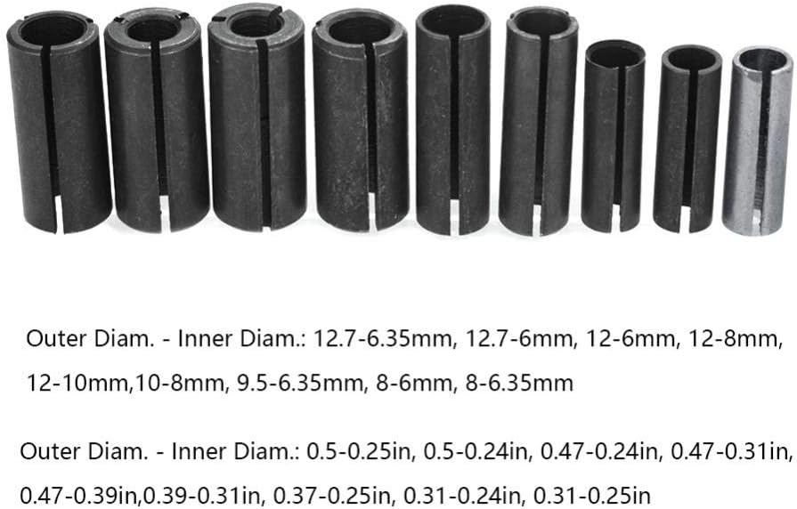 High Precision Router Bit Chuck Collet Adapter Woodworking Split Bushing Milling Cutter Holder Adapter Collet Shank CNC Router Tool Adapters holder 12.7mm change to 6.35mm/ 8-6.35/8-6/12.7-6mm - Image 5