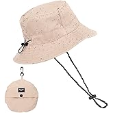 Yolev Waterproof Bucket Hat for Women Men Quick Dry Packable Sun Hat with Detachable Chin Strap Khaki Rain Hats for Women UV Protection