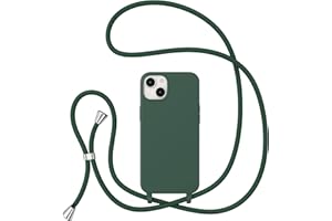 ZTOFERA Crossbody Case for iPhone 13/iPhone 14 with Lanyard Strap Adjustable Rope Liquid Silicone Soft Cover for iPhone 13/iPhone 14 6.1 inch-Dark Green