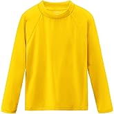 Boys Swim Shirts Long Sleeve Rash Guard Sun Protection UPF50+ T Shirts Rashguard Swimwear Fishing Water ShirtsQuick Dry Cool Beach Shirtfor Youth Kids Ginger Yellow Size 14-16