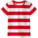 COSLAND Boys and Toddlers' Short Sleeve Striped T-Shirt, Cotton, Kids' Crew Neck Tee, 2T-Large