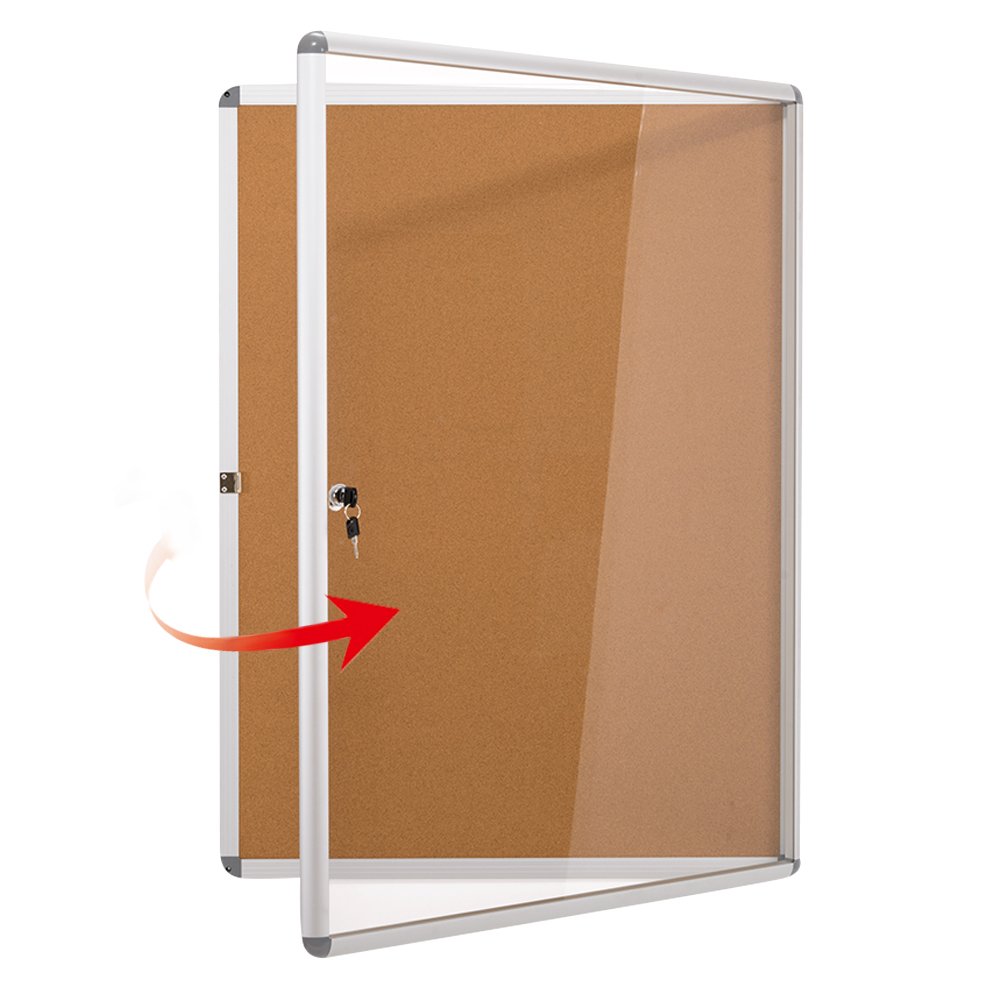 SwanSea Lockable Noticeboard Bulletin Pink Cork Boards Tamper proof with Mounting Screws 26×20 inch (4xA4)