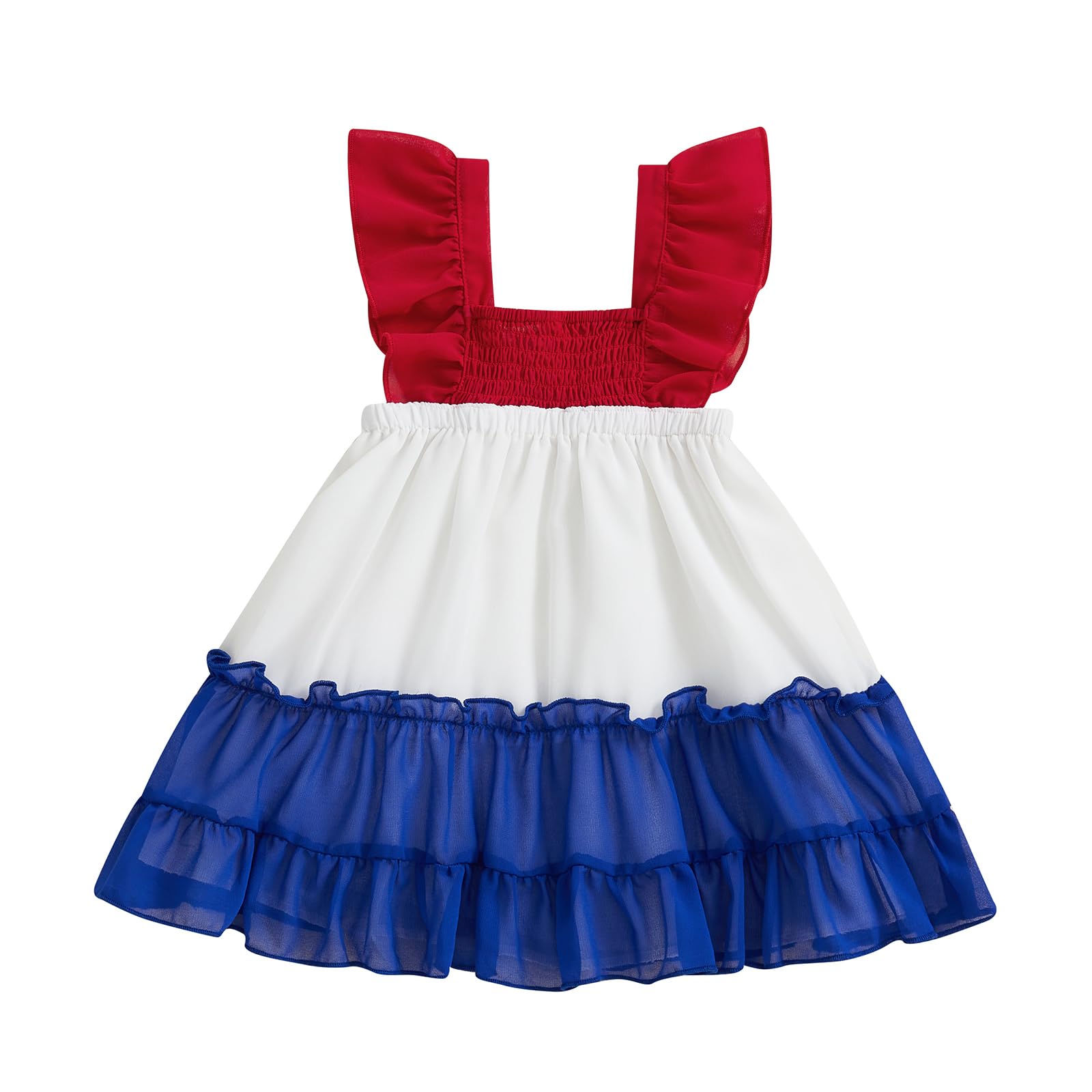 Photo 1 of 4th of July Toddler Baby Girl Outfit Sleeveless Red White Blue Stars Tulle Tutu Dresses Girls Fourth of July Dress (Red White and Blue Dress, 4-5 Years)
