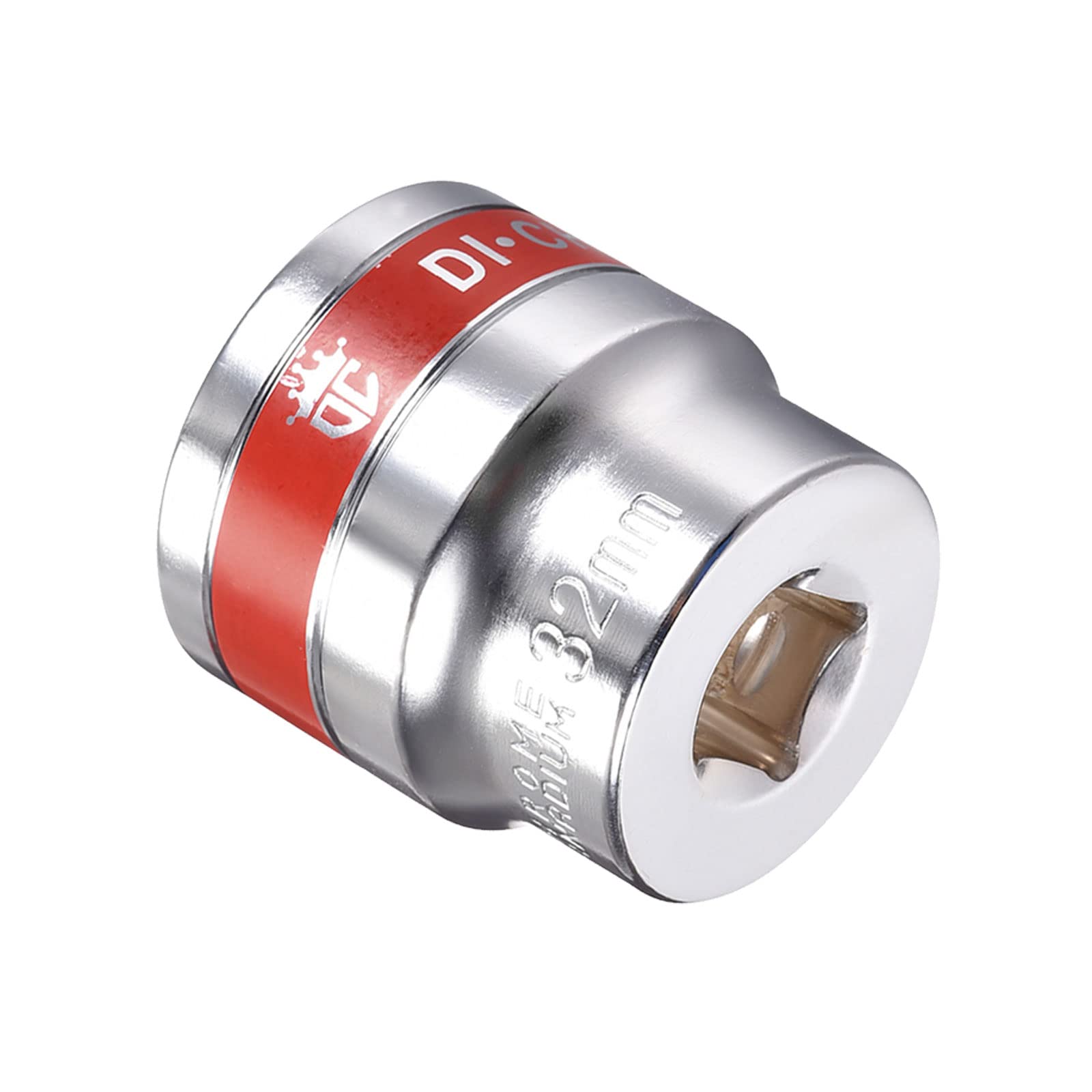 Kozelo 6 Point Shallow Socket - [1/2 Inch x 32mm] Square Drive for Car Mechanical Equipment Repair Use, CR-V Steel Metric Sizes with Red Band