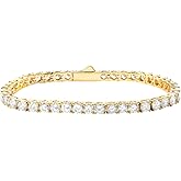 Lulu Mel 18K Gold Plated Tennis Bracelet for Women Men, 3/4/5mm Iced Out 5A Cubic Zirconia Classic Tennis Chain Bracelets 7 Inches 8 Inches, Diamond Tennis Bracelet Lady Fashion Jewelry