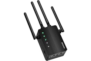 NEWNIK WiFi Booster, WiFi Extender, Cover up to 12880 sq.ft & 105 Devices, 1200Mbps Wall-Through Strong WiFi Booster, Dual Band 2.4G and 5G, with Ethernet Port & AP Mode, 4 Antennas 360° Full Coverage