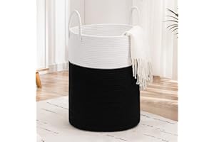 YOUDENOVA Cotton Rope Laundry Hamper Basket, 58L Tall Woven Collapsible Baskets for Blanket Organizing Clothes Hamper for Laundry Room Storage