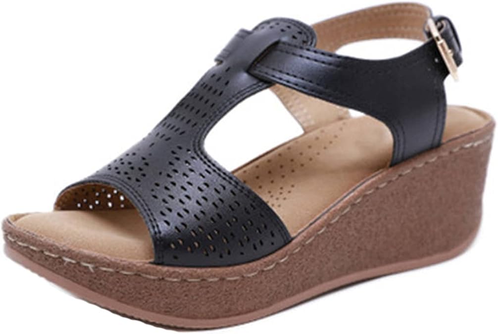 Amazon.com | Generic1 Women Wedge Sandals Summer Comfortable Breathable Platform High Heel Shoes 