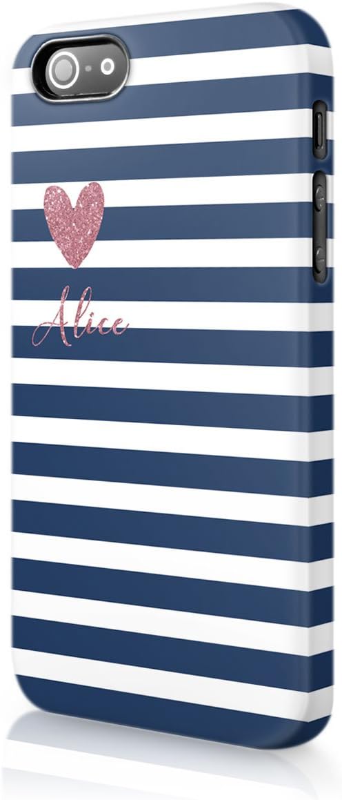 Tirita Personalised Compatible with iPhone 7/8 / SE 2020 / SE 2022 Marble PRINTED GLITTER, NO REAL GLITTER Hearts Rose Gold Cute Phone Case Hard Cover Custom Initials Name Text Trendy Gift Present