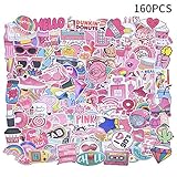 Yizeda 160 PCS Girl Cute Lovely Laptop Stickers Pink Decorative-Stickers Phone Guitar Water Bottle Motorcycle Skateboard Bicycle Bike Sticker Decal
