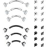FIRSAUKI 16G Eyebrow Piercing Jewelry Rook Earrings for Women Internal Thread Curved Barbell CZ Eyebrow Rings Vertical Labret Lip Jewelry Ear Rook Stud Small Tiny Belly Button Ring 6mm/8mm/10mm