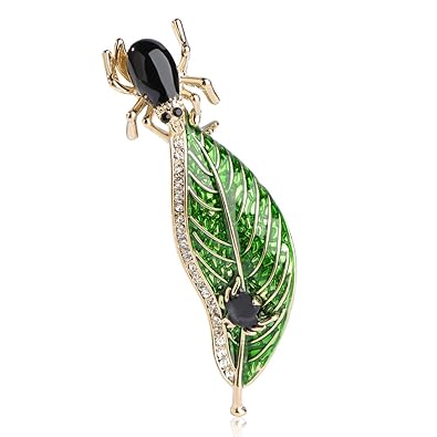 Amazon Mechosen メンズ 動物 昆虫 虫と葉のブローチ オシャレ