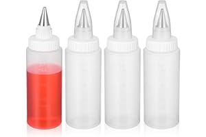 HOMOCONO 4 Pcs Cake Piping Bottles Set, Small Squeeze Icing Dispensers for DIY Cookie Decorating, Household