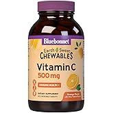 Bluebonnet Nutrition EarthSweet Vitamin C 500 mg Powerful Antioxidant Protection & Immune Health Support Supplement - Maximum Absorption - Gluten-Free, Vegan - Flavor - Chewable Tablets Orange, 90 Count (Pack of 1)