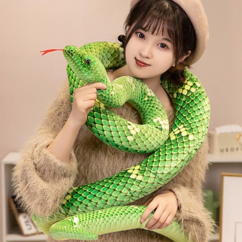 Xshelley 300 cm (120 inch) high simulation extra long snake, soft plush toy, snake stuffed animal, large stuffed animal toy, children's toy gift (green) — image 1