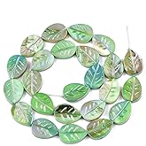 LiQunSweet 23 pcs Lime Green Freshwater Shell Tree Leaf Beads Leaves Spacer Beads for DIY Jewelry Bracelet Necklace Earring Crafts Bag Keychain Decoration