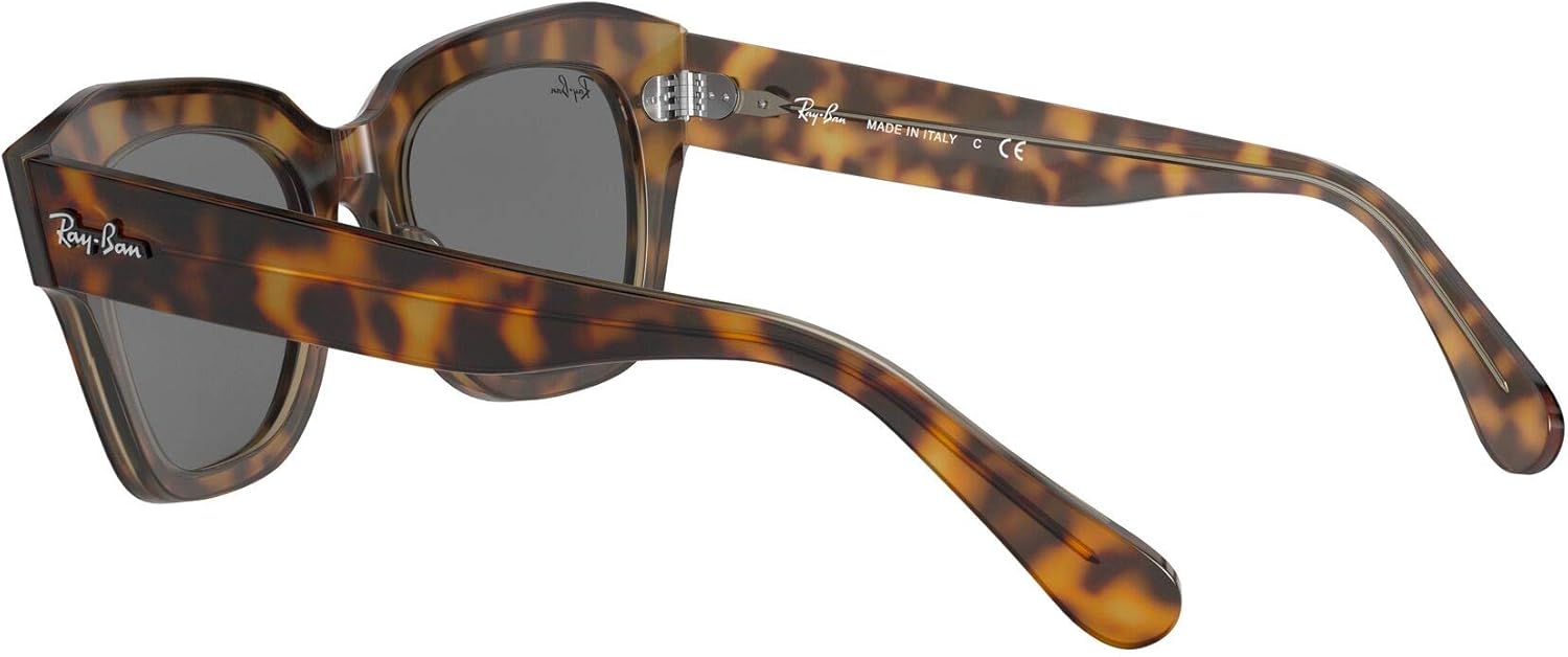 Ray-Ban Women's RB2186 State Street Sunglasses, Havana On Transparent Light/Dark Grey, 49 mm: Shoes