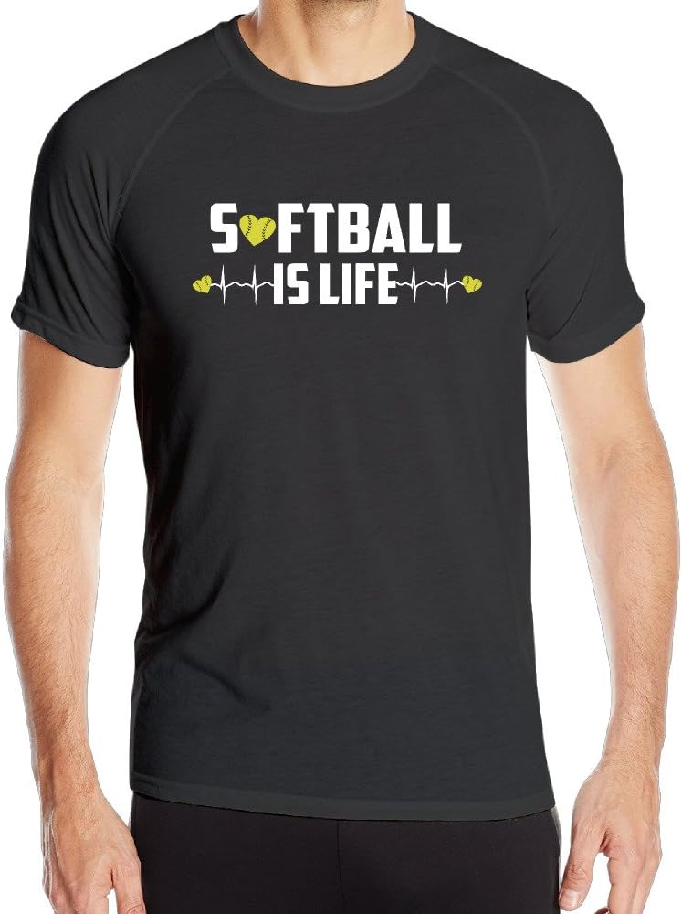 Men Softball Is Life Cool Funny Running Workout Athletic Shirts