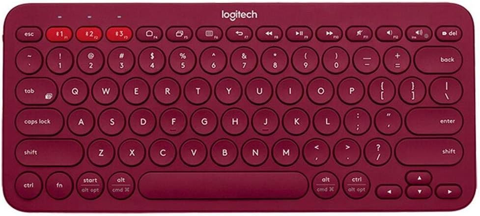 Nellnissa Logitech K380 Multi-Device Bluetooth Keyboard for PC Phone Tablet (Red)
