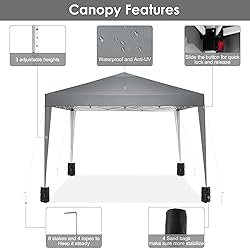 TOOLUCK 10x10 Pop Up Canopy Tent Waterproof Outdoor