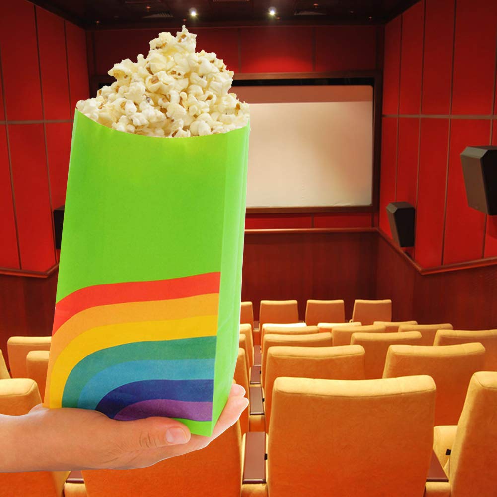 LovesTown 48Pcs Rainbow Paper Gift Bags,8 colour Rainbow Party Bag Rainbow Gift Bag Birthday Gifts and Party Favors Multi-use for Girls Boys Kids Party Supplies