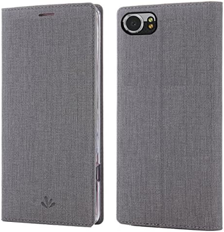 BlackBerry Keyone Case,PU Leather wallet Slim Thin case Flip Folio [Kickstand Feature] with ID&amp;Credit Card holder Magnetic Closure TPU Bumper Full cover case for Keyone (gray)