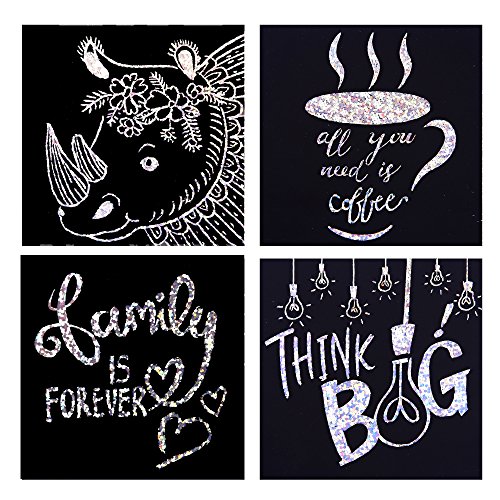 Jar Melo Scratch Shinning Notes; Scratch Doodling Notes;130 Sheets; with 2 Wooden Styluses; Silver Holographic Mini Notes;Silver Hologram Glitter Pattern Scratch Magic Notes