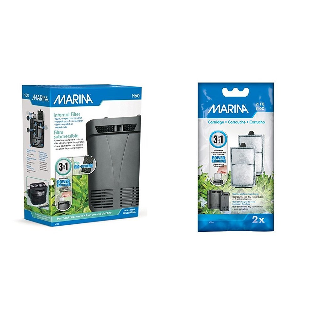 Marina Internal Filter i160 for Aquariums 160 L (40 US Gal.) A306 with i110 and i160 Replacement Internal Filter Cartridge